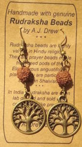 Rudraksha & Tree Earrings