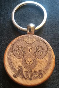 Zodiac Keychain (round wood)