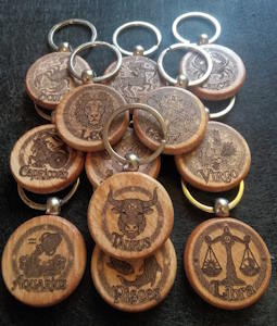 Zodiac Keychain (round wood)