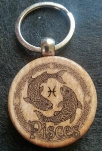 Zodiac Keychain (round wood)