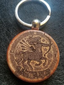 Zodiac Keychain (round wood)