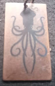 Squid / Kraken pendant (antiqued red copper)
