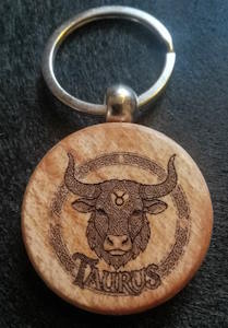 Zodiac Keychain (round wood)