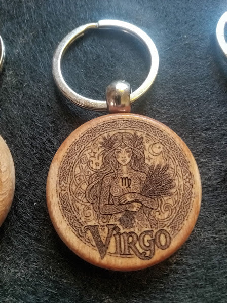 Zodiac Keychain (round wood)